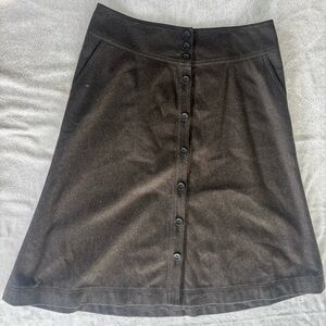Banana Republic Dark Brown Button-Front A-Line Wool Blend Skirt Fall